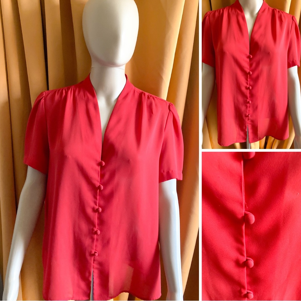VTG Red Alicia Button Down Blouse